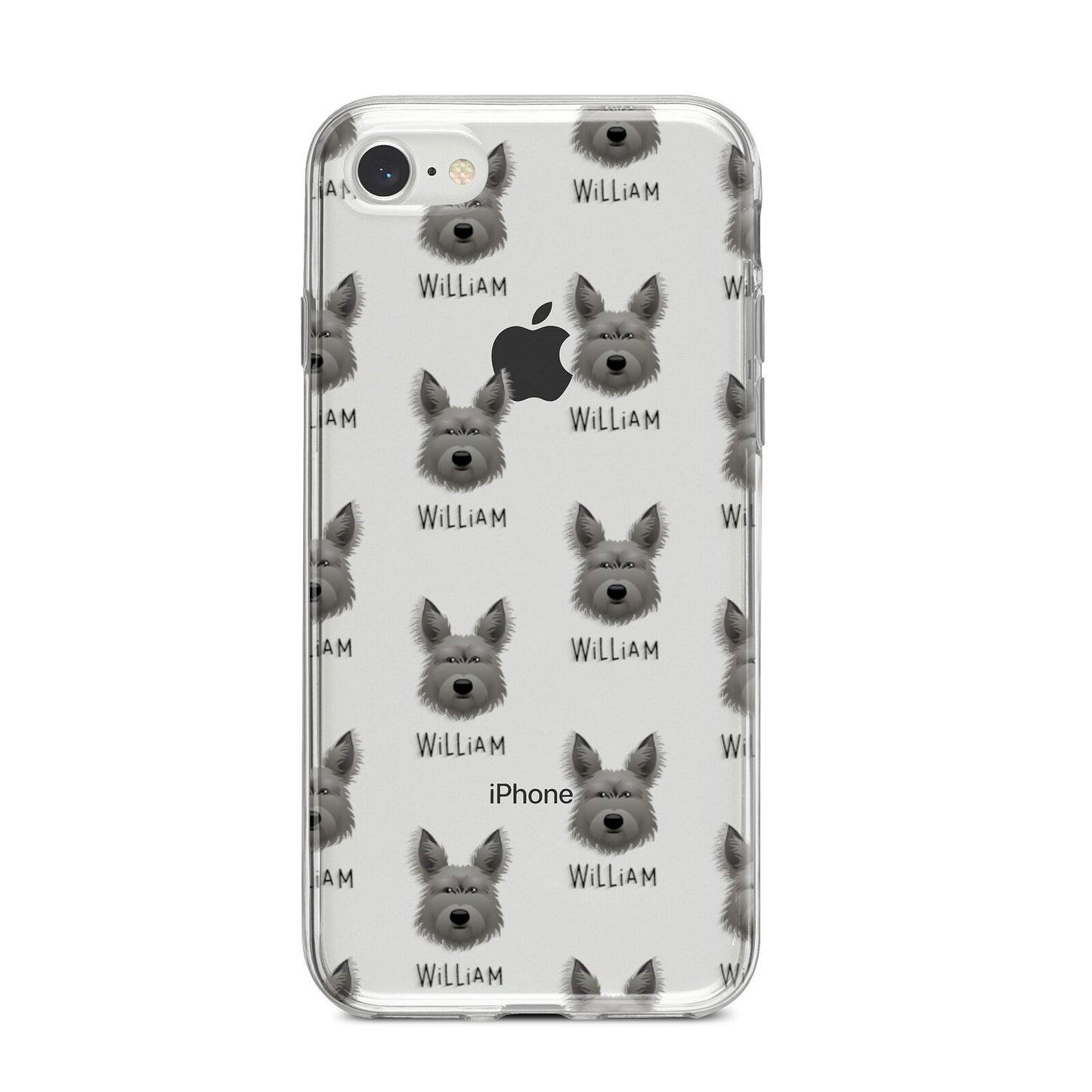 Picardy Sheepdog Icon with Name iPhone 8 Bumper Case on Silver iPhone
