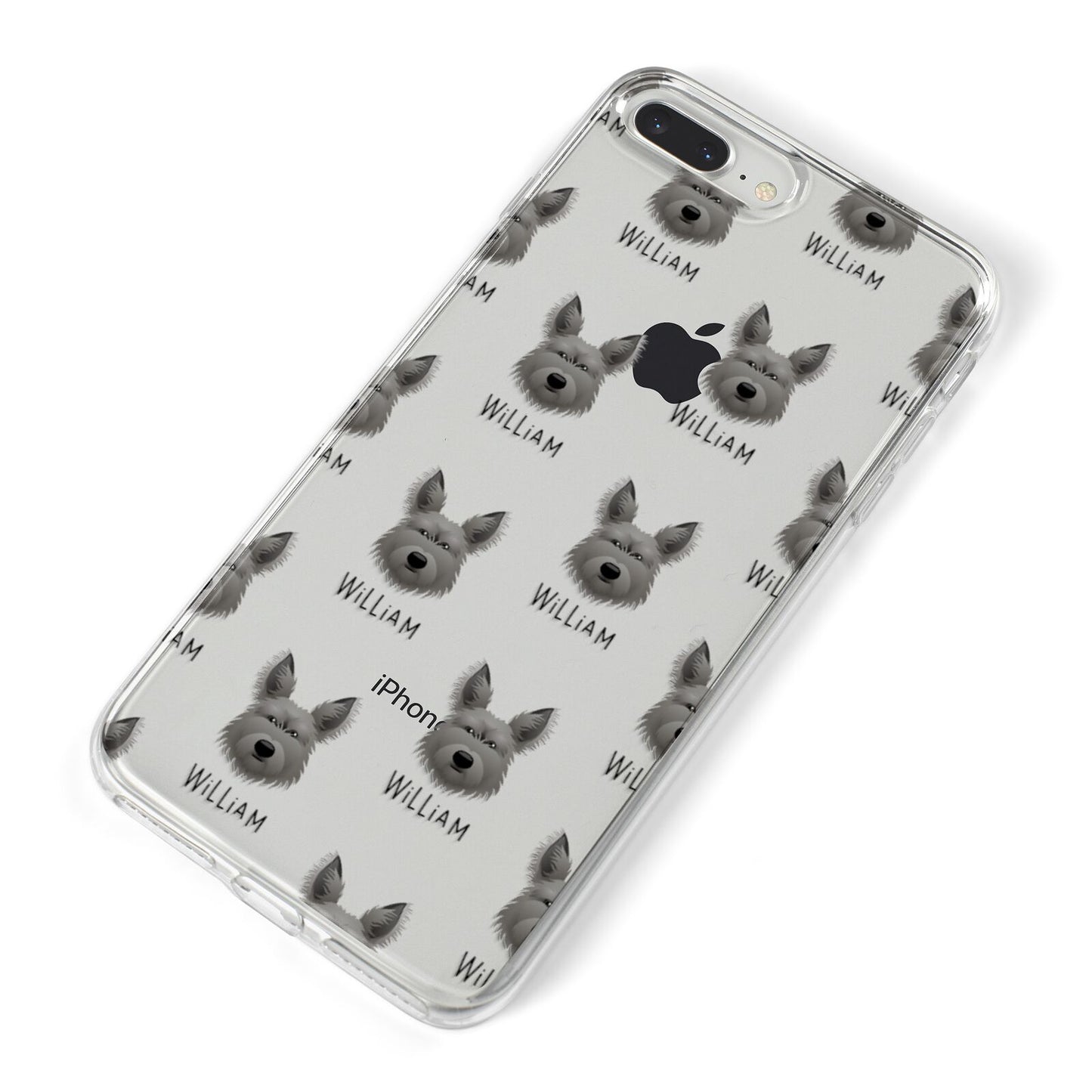 Picardy Sheepdog Icon with Name iPhone 8 Plus Bumper Case on Silver iPhone Alternative Image