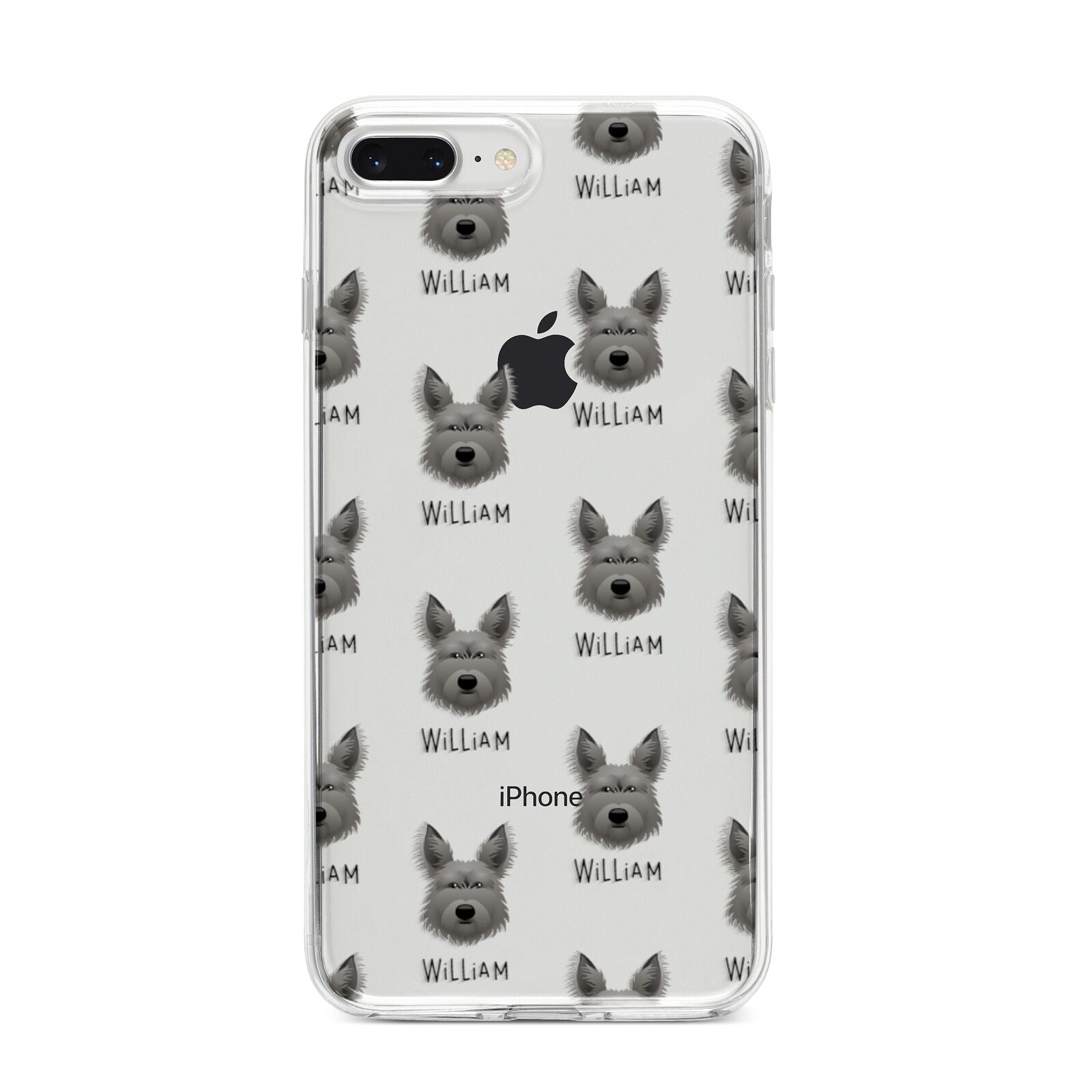 Picardy Sheepdog Icon with Name iPhone 8 Plus Bumper Case on Silver iPhone