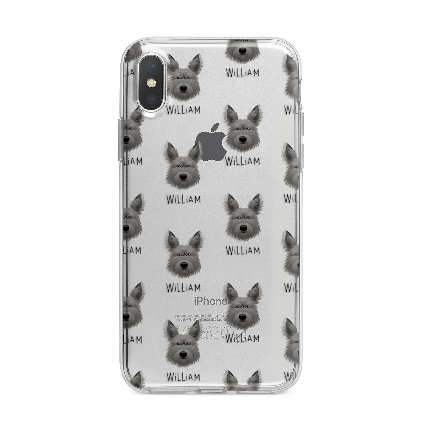 Picardy Sheepdog Icon with Name iPhone X Bumper Case on Silver iPhone Alternative Image 1