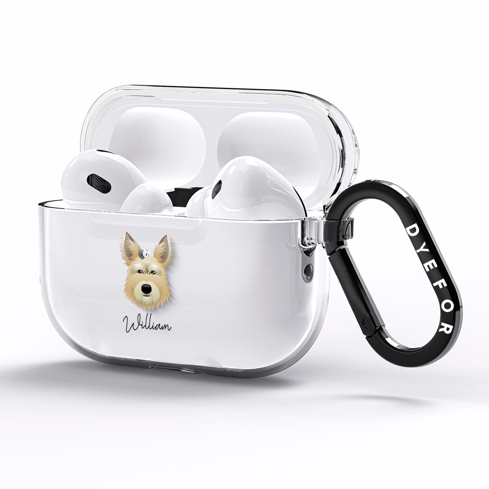 Picardy Sheepdog Personalised AirPods Pro Clear Case Side Image