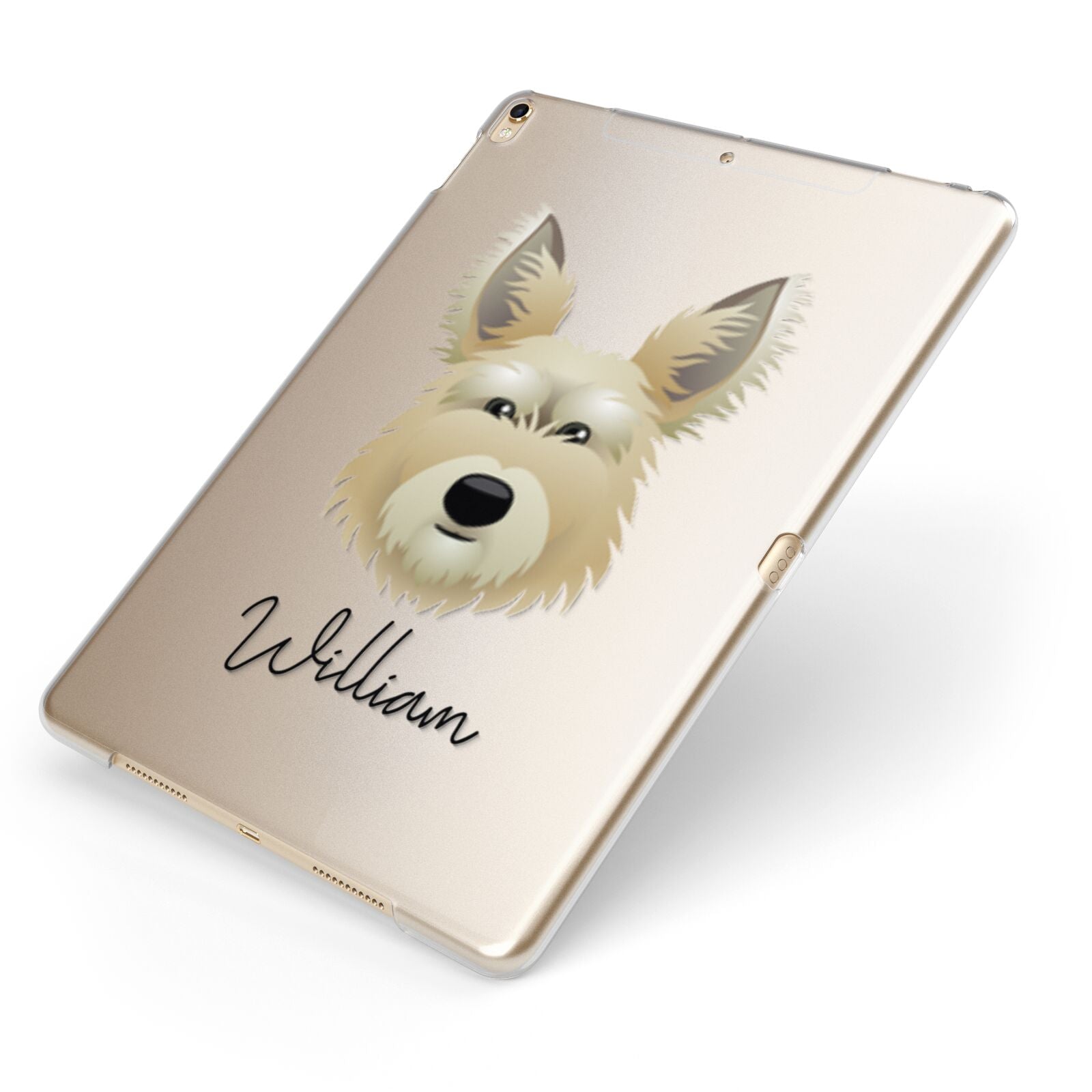 Picardy Sheepdog Personalised Apple iPad Case on Gold iPad Side View