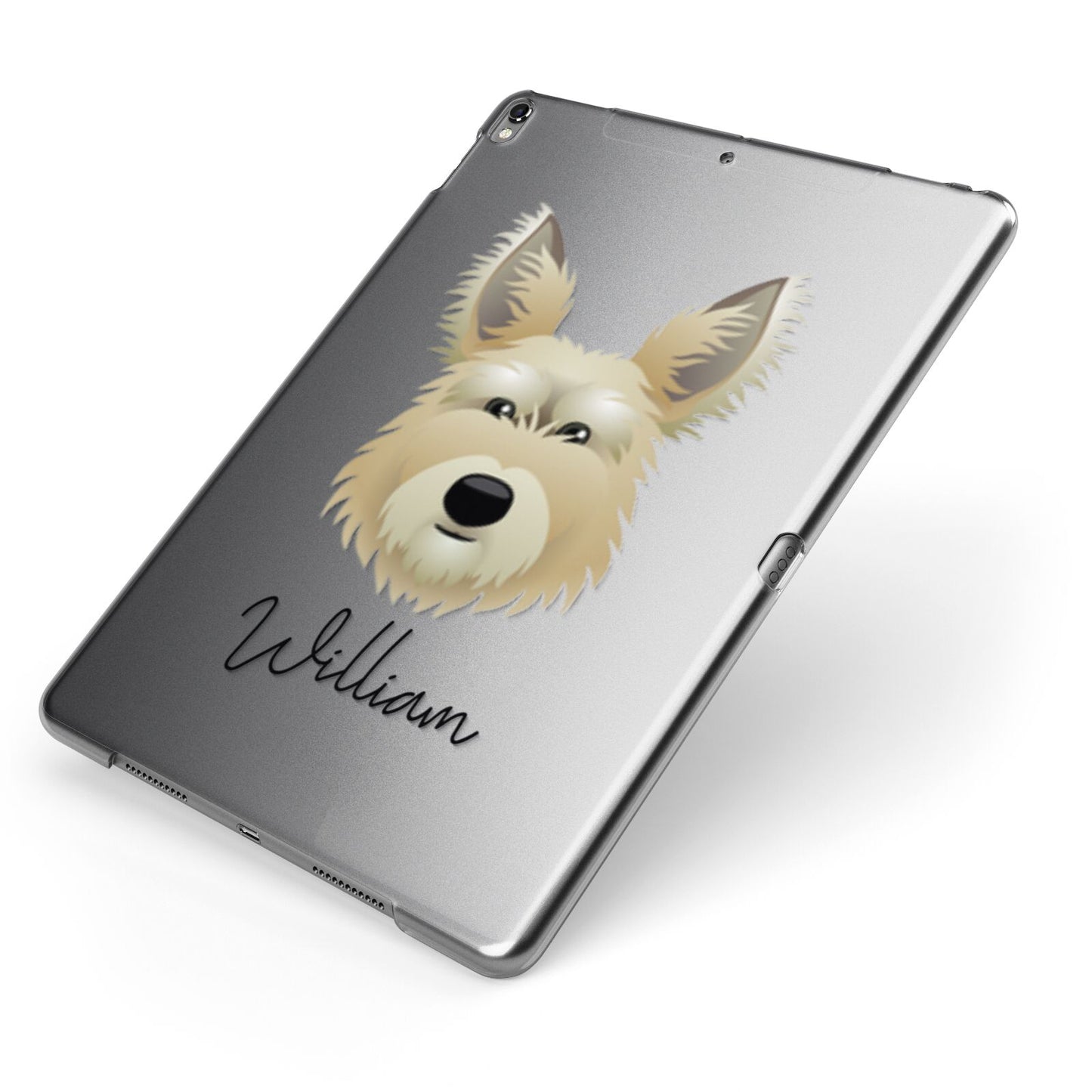 Picardy Sheepdog Personalised Apple iPad Case on Grey iPad Side View