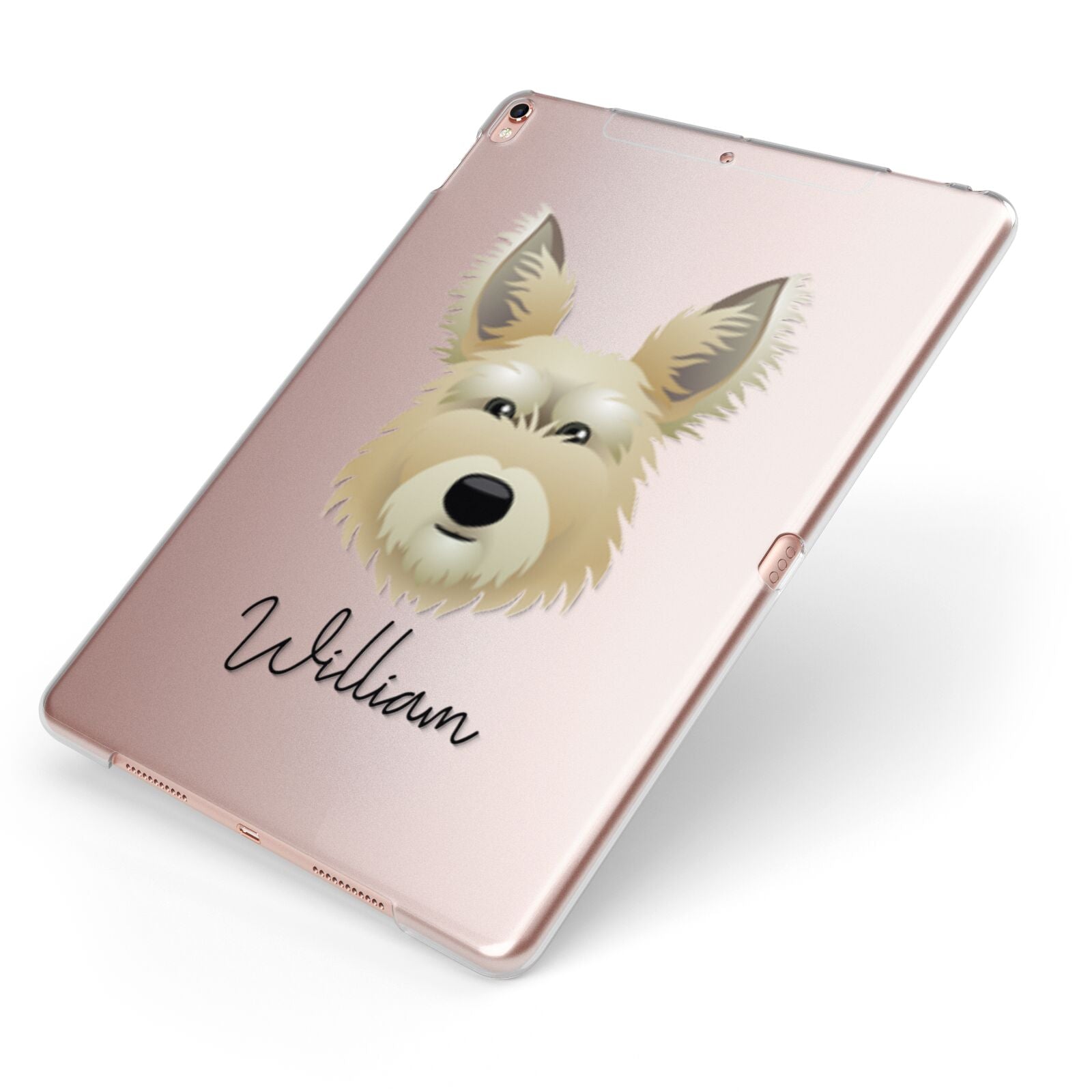 Picardy Sheepdog Personalised Apple iPad Case on Rose Gold iPad Side View
