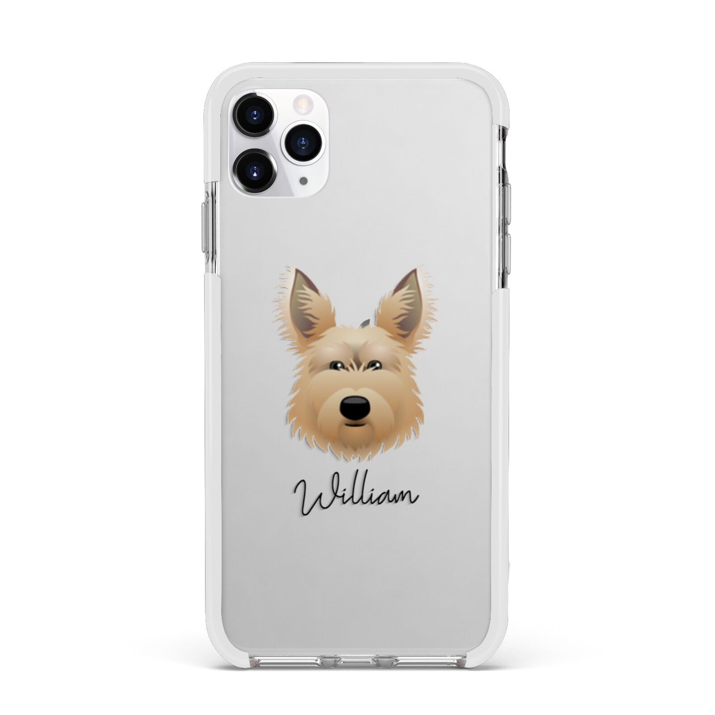 Picardy Sheepdog Personalised Apple iPhone 11 Pro Max in Silver with White Impact Case