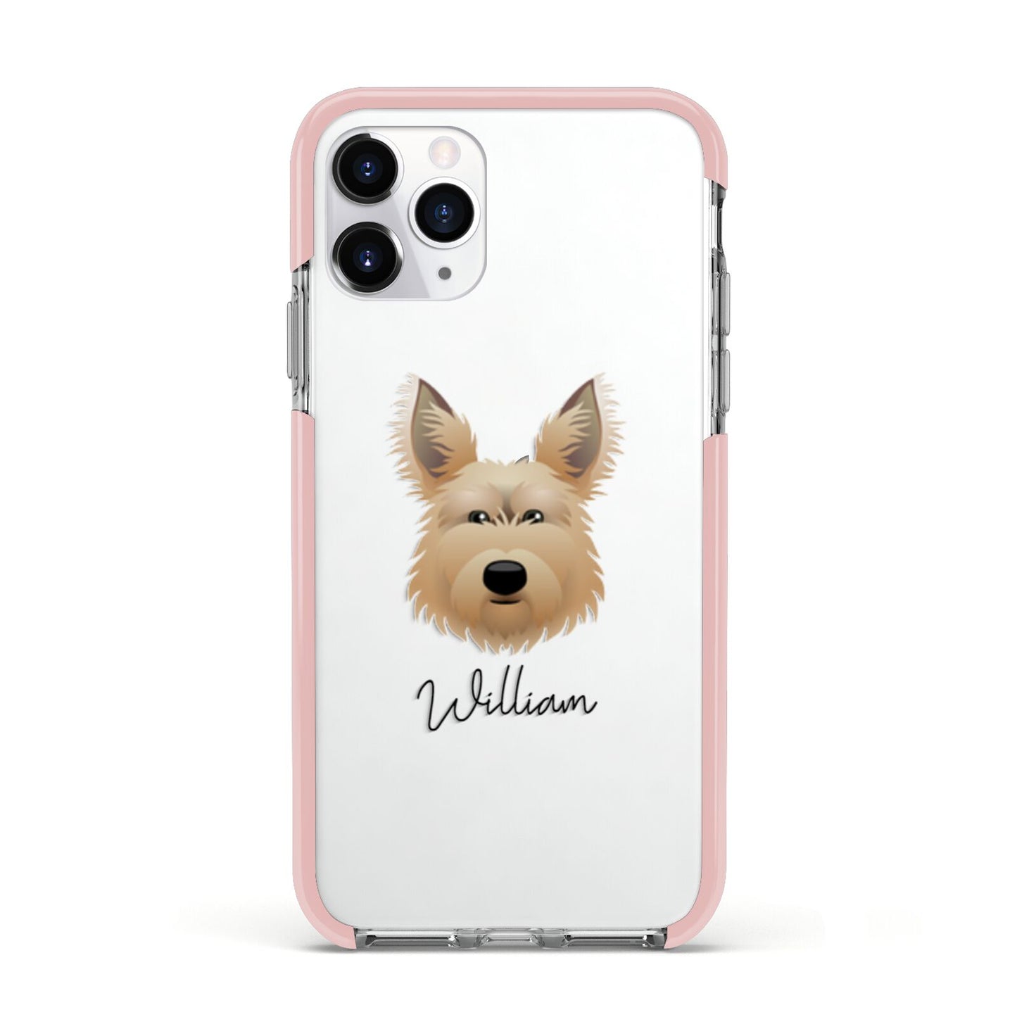 Picardy Sheepdog Personalised Apple iPhone 11 Pro in Silver with Pink Impact Case