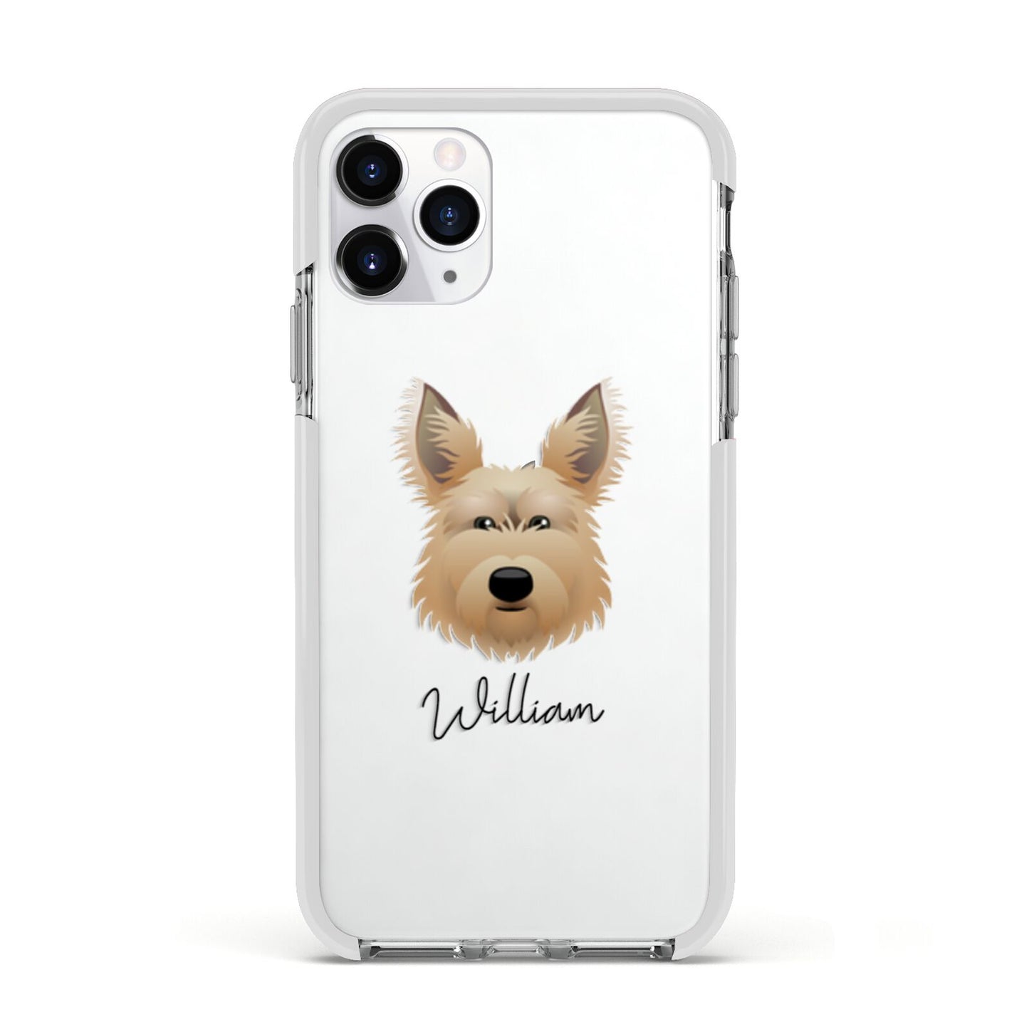 Picardy Sheepdog Personalised Apple iPhone 11 Pro in Silver with White Impact Case