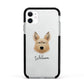 Picardy Sheepdog Personalised Apple iPhone 11 in White with Black Impact Case