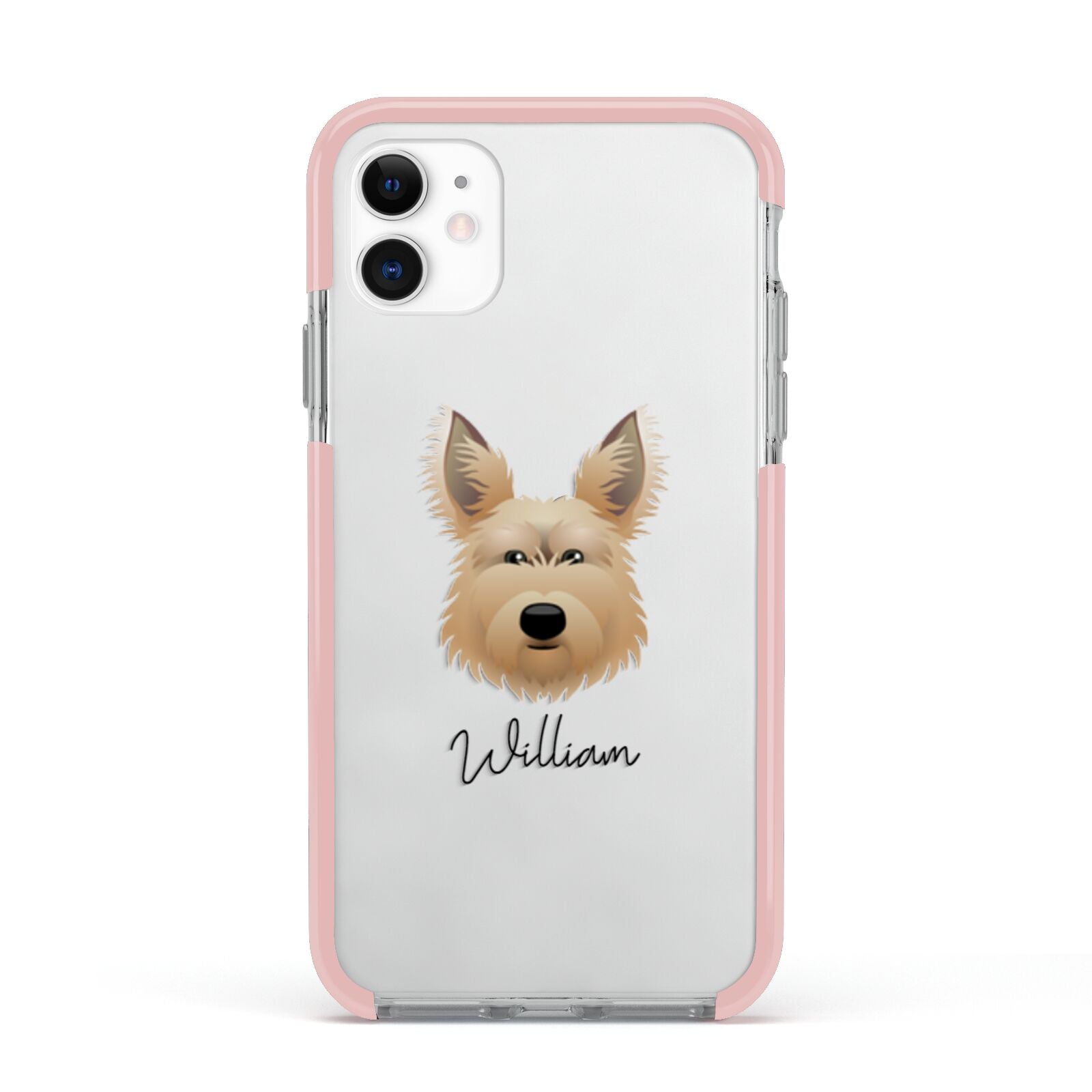 Picardy Sheepdog Personalised Apple iPhone 11 in White with Pink Impact Case