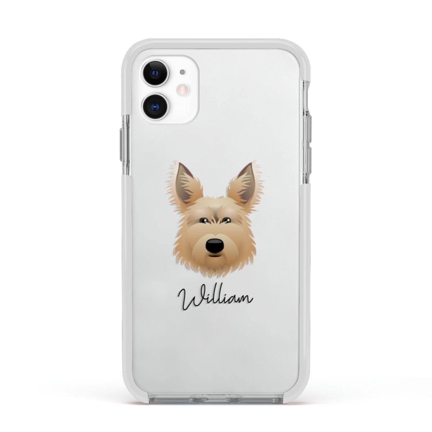 Picardy Sheepdog Personalised Apple iPhone 11 in White with White Impact Case