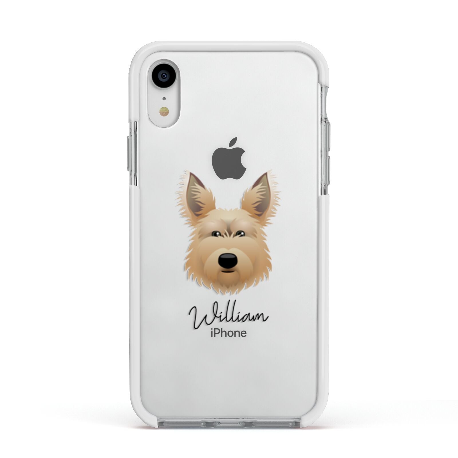 Picardy Sheepdog Personalised Apple iPhone XR Impact Case White Edge on Silver Phone