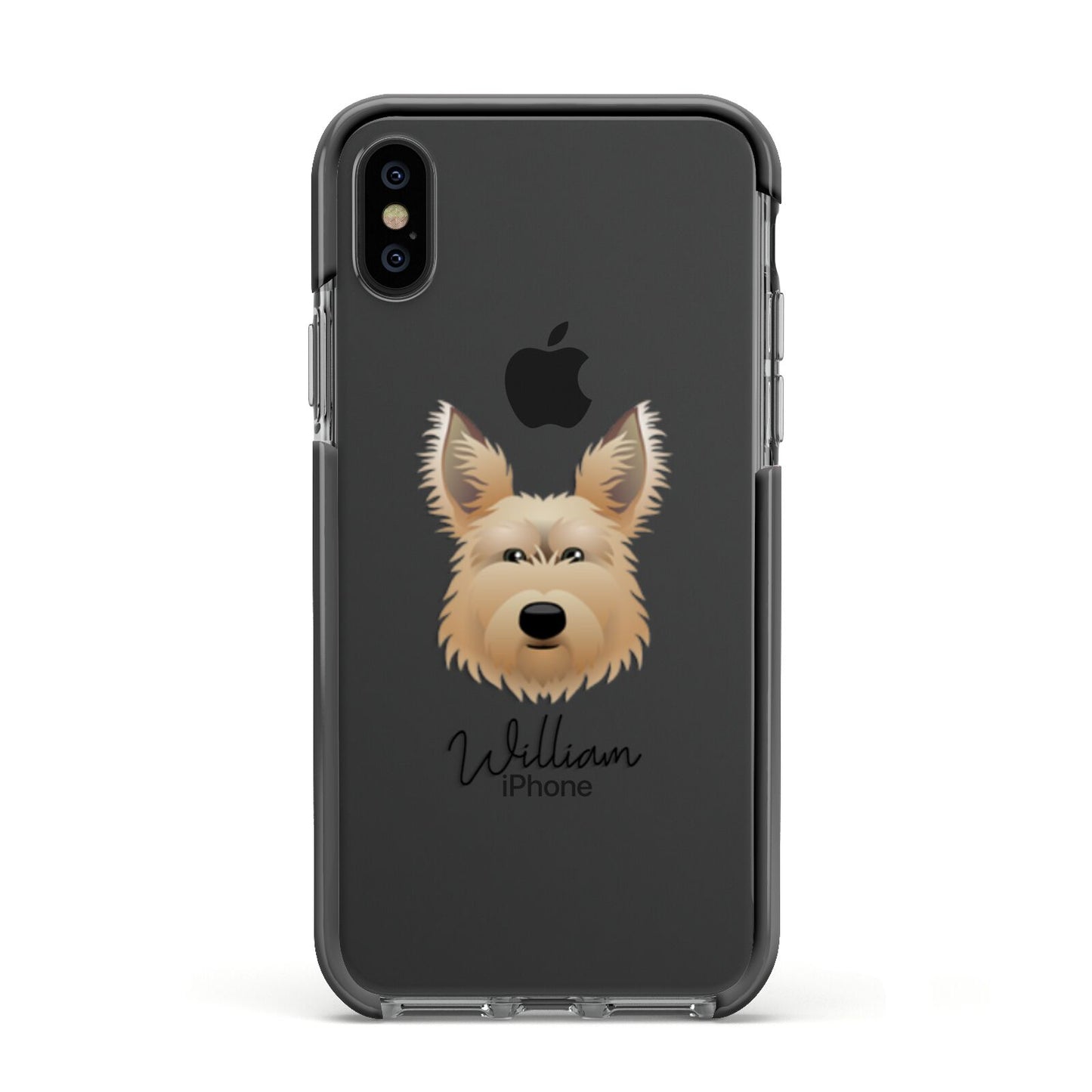Picardy Sheepdog Personalised Apple iPhone Xs Impact Case Black Edge on Black Phone