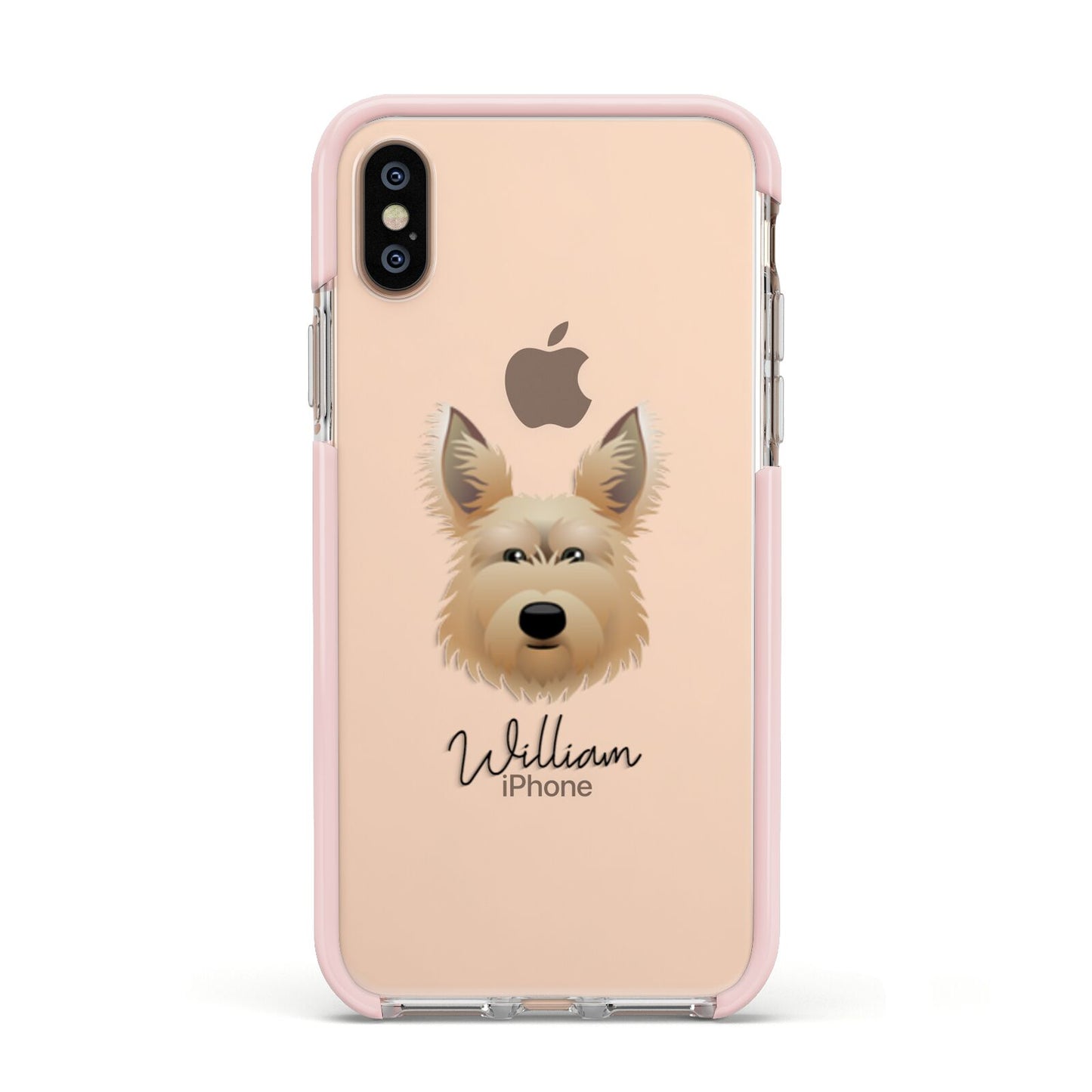 Picardy Sheepdog Personalised Apple iPhone Xs Impact Case Pink Edge on Gold Phone