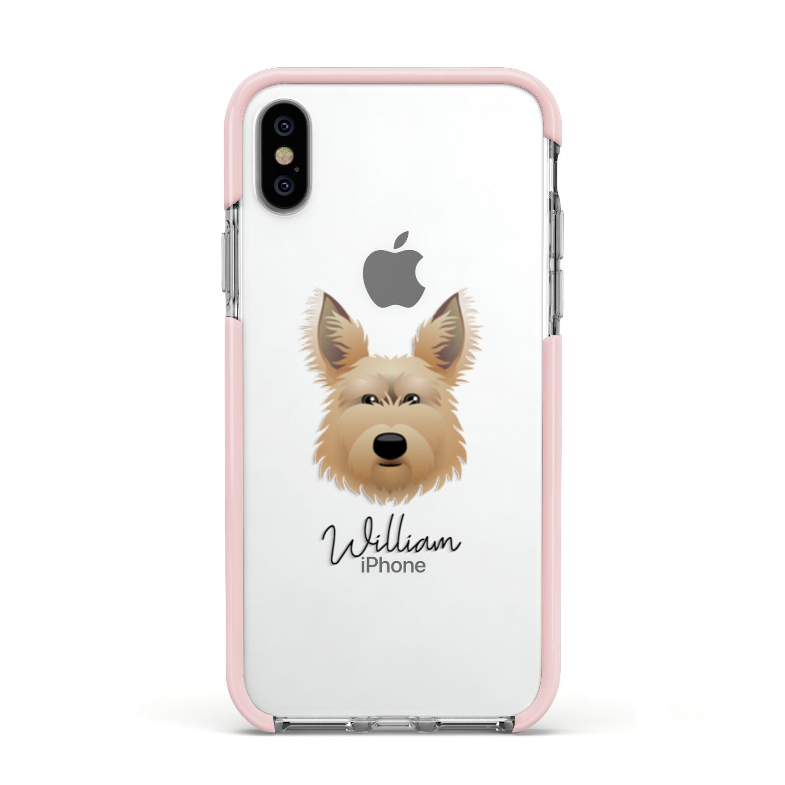 Picardy Sheepdog Personalised Apple iPhone Xs Impact Case Pink Edge on Silver Phone