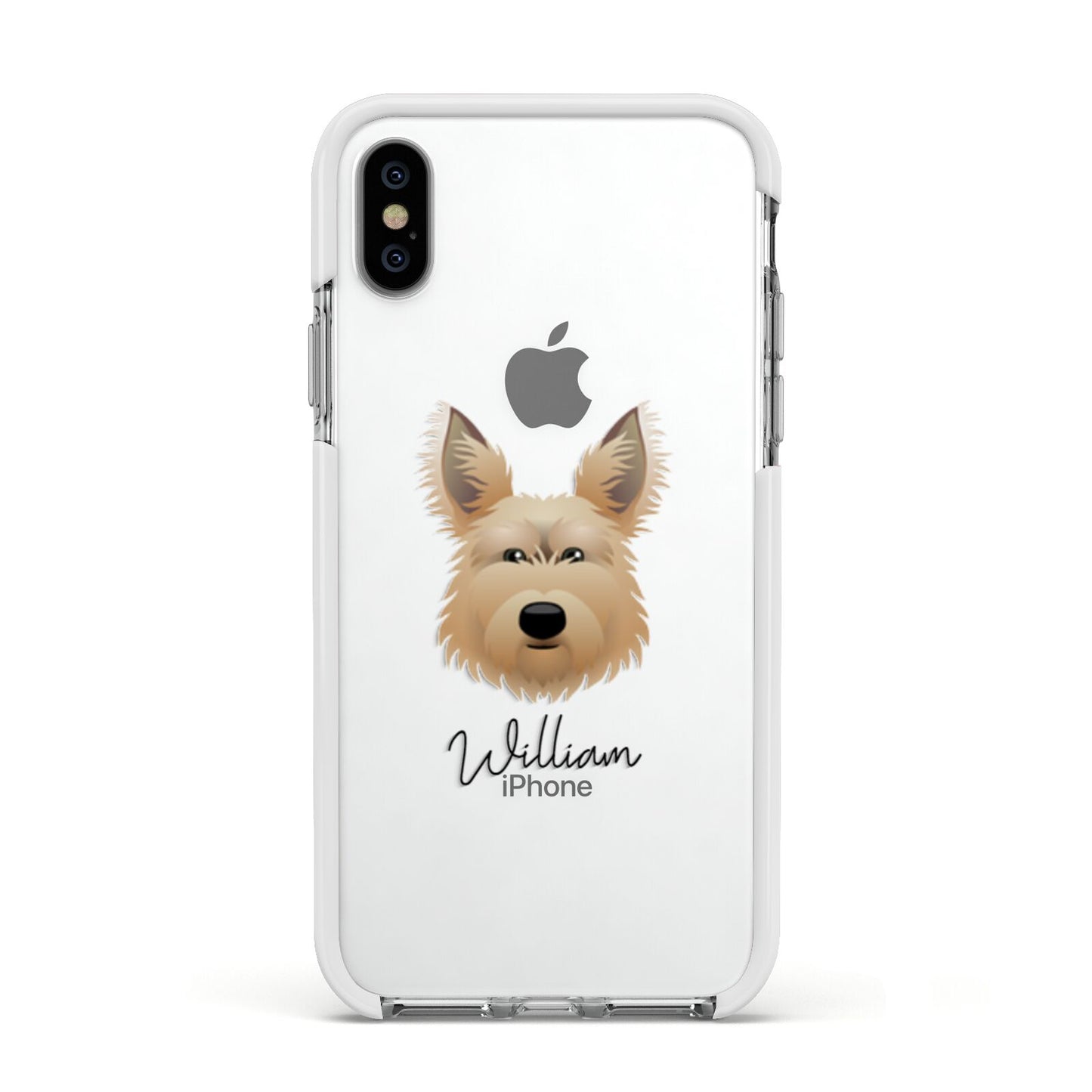 Picardy Sheepdog Personalised Apple iPhone Xs Impact Case White Edge on Silver Phone