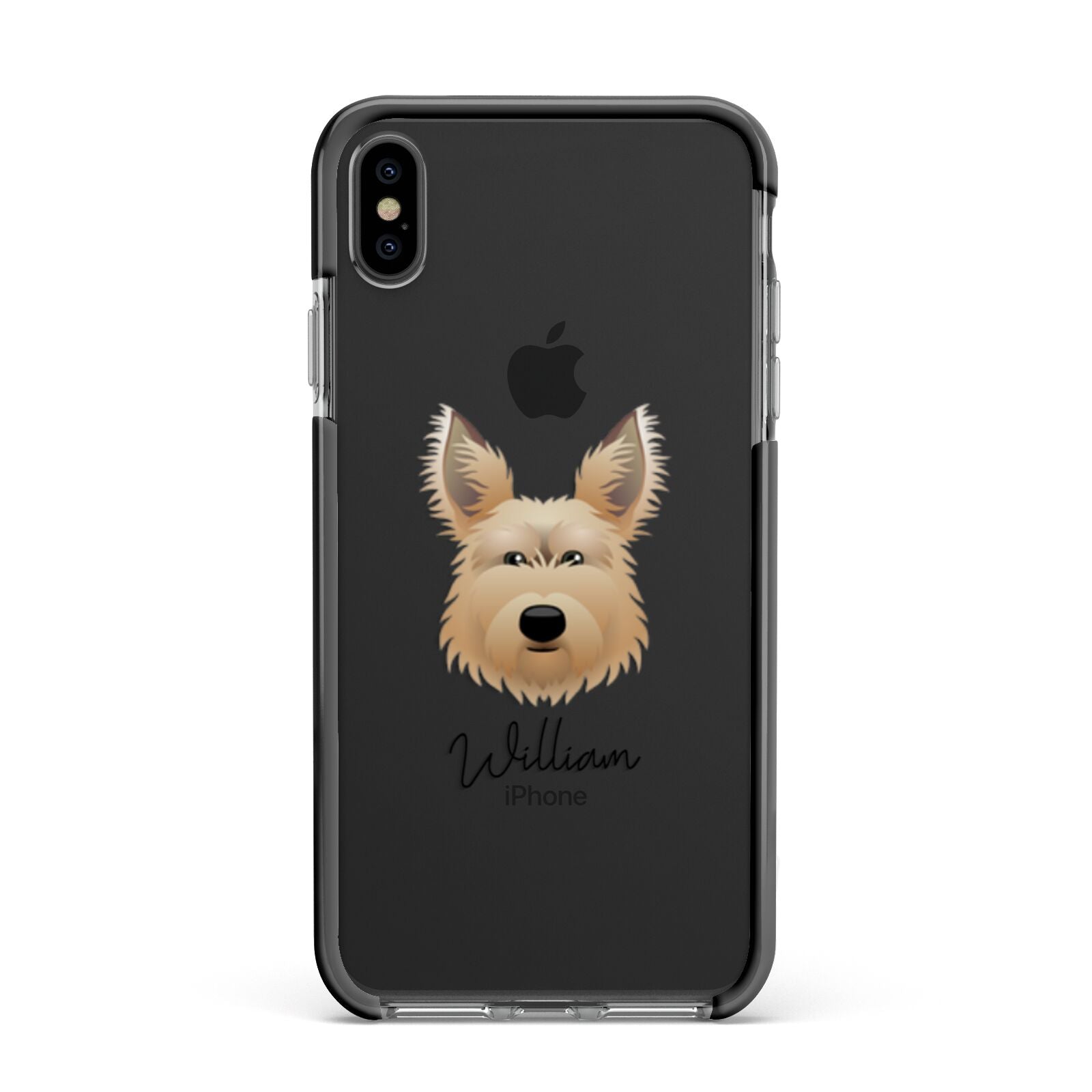 Picardy Sheepdog Personalised Apple iPhone Xs Max Impact Case Black Edge on Black Phone