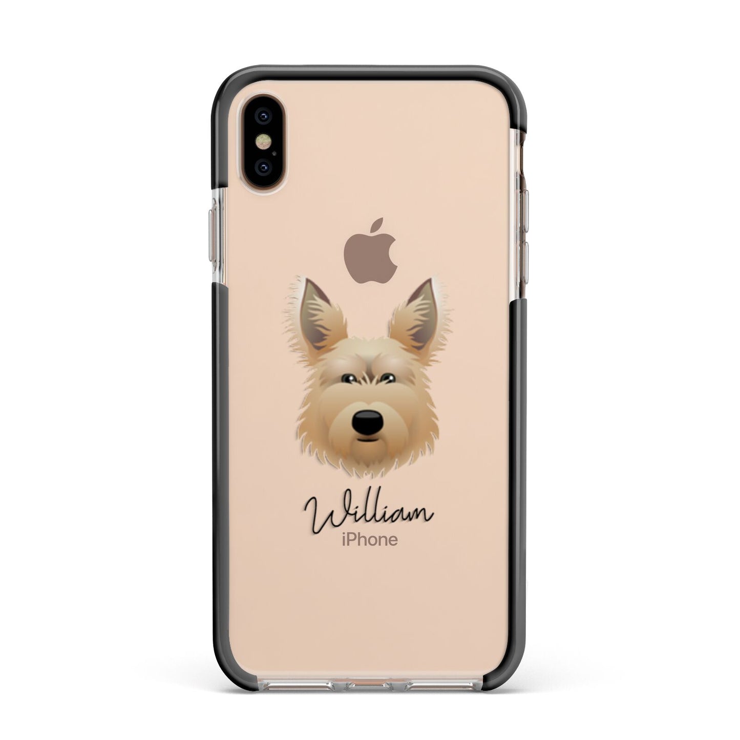 Picardy Sheepdog Personalised Apple iPhone Xs Max Impact Case Black Edge on Gold Phone