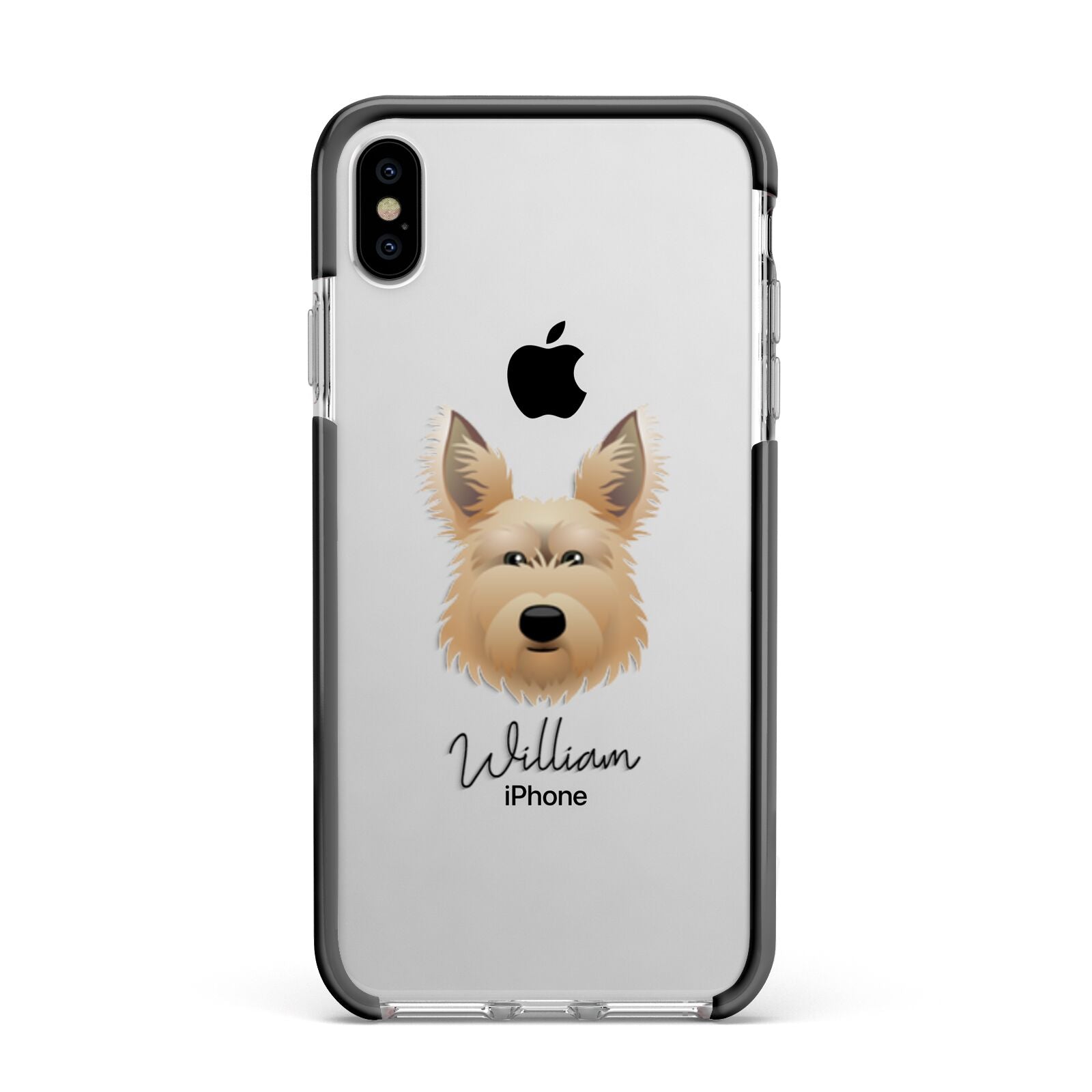 Picardy Sheepdog Personalised Apple iPhone Xs Max Impact Case Black Edge on Silver Phone