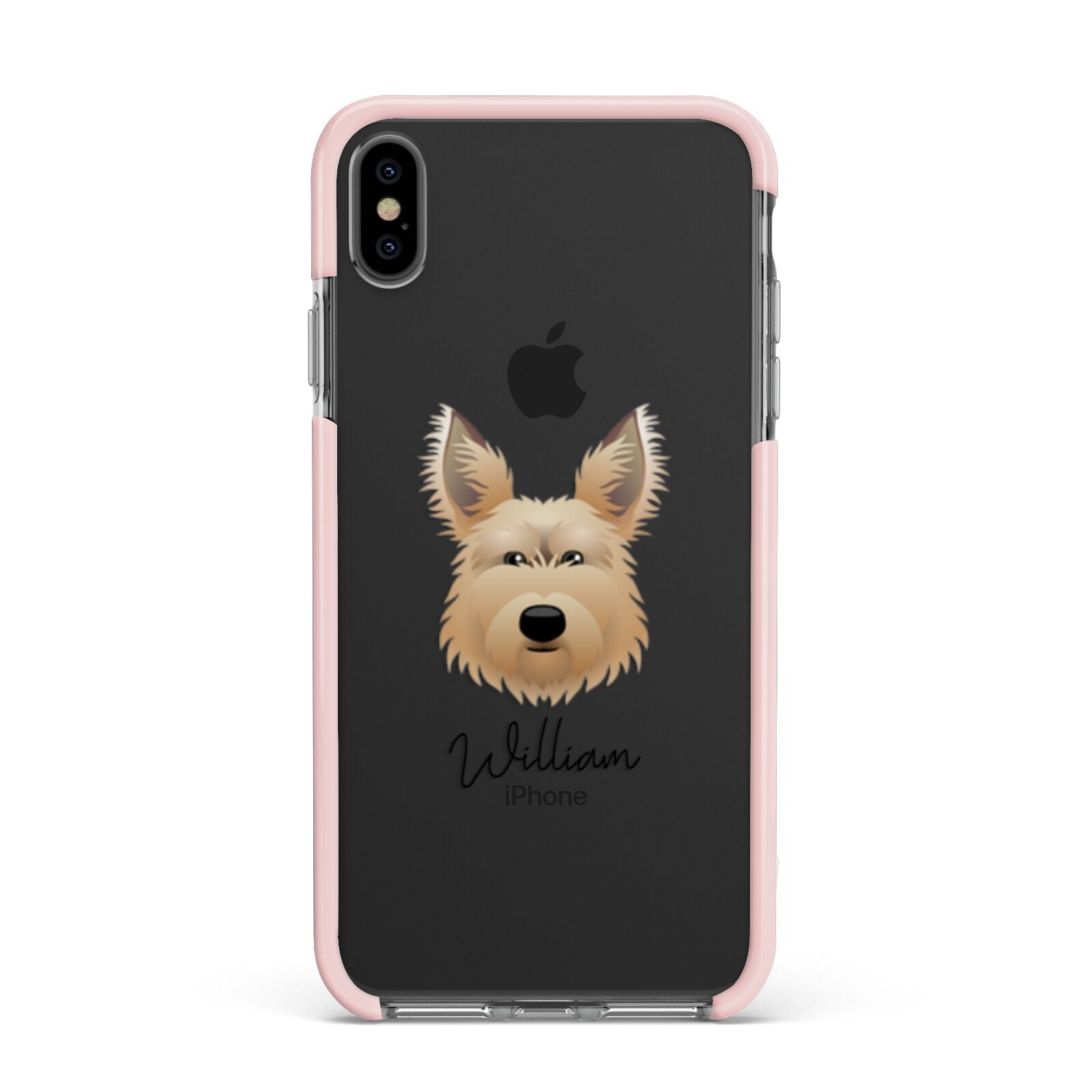 Picardy Sheepdog Personalised Apple iPhone Xs Max Impact Case Pink Edge on Black Phone