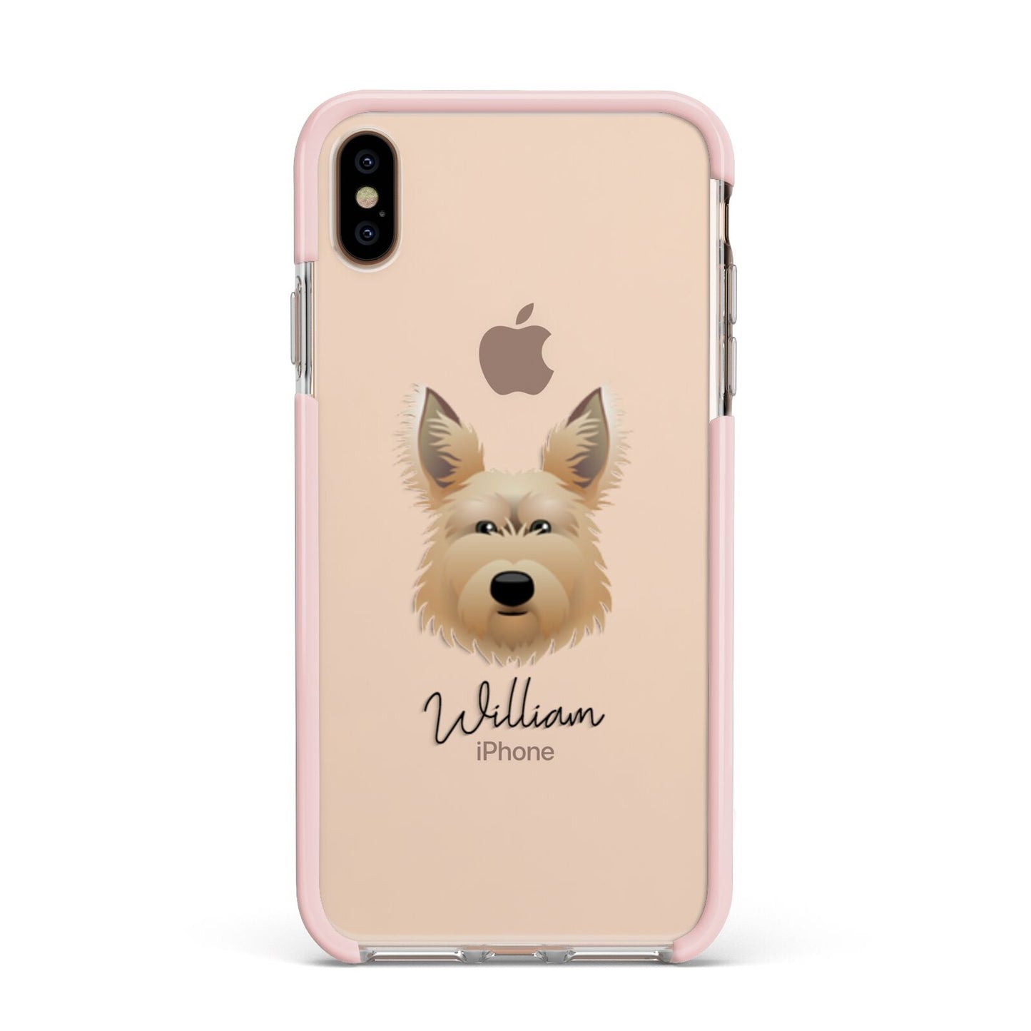 Picardy Sheepdog Personalised Apple iPhone Xs Max Impact Case Pink Edge on Gold Phone