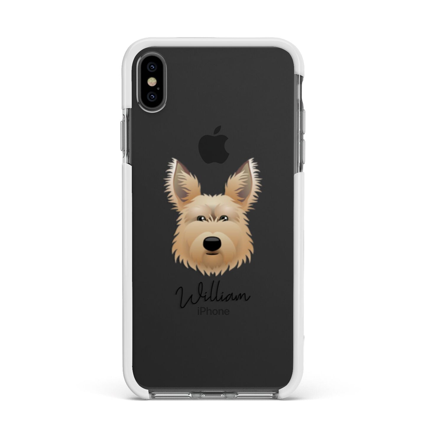 Picardy Sheepdog Personalised Apple iPhone Xs Max Impact Case White Edge on Black Phone