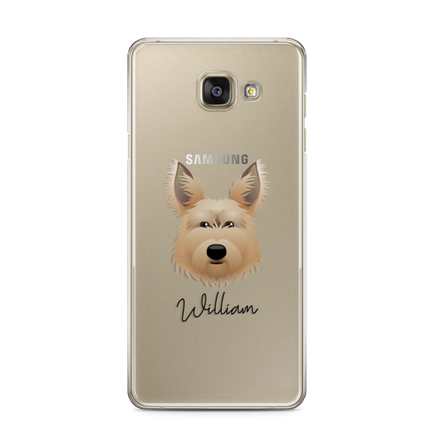 Picardy Sheepdog Personalised Samsung Galaxy A3 2016 Case on gold phone