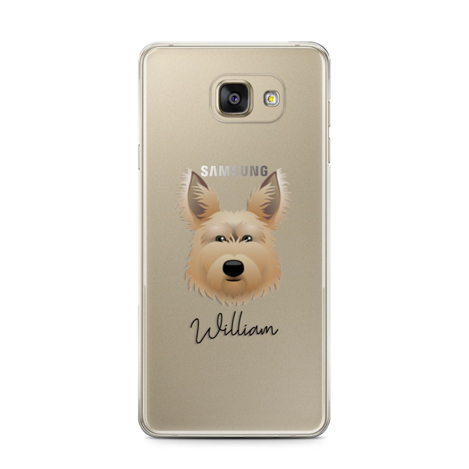 Picardy Sheepdog Personalised Samsung Galaxy A7 2016 Case on gold phone
