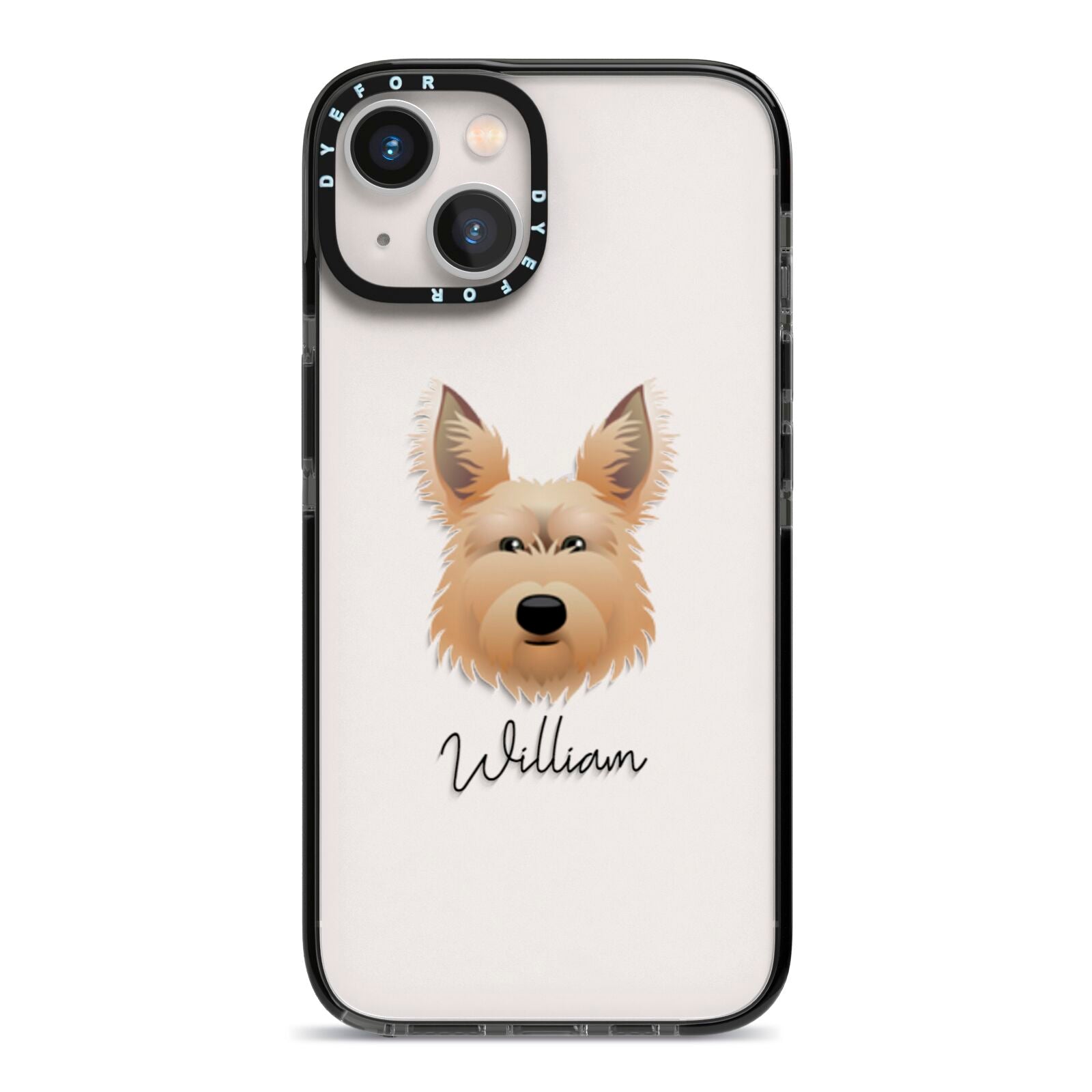 Picardy Sheepdog Personalised iPhone 13 Black Impact Case on Silver phone