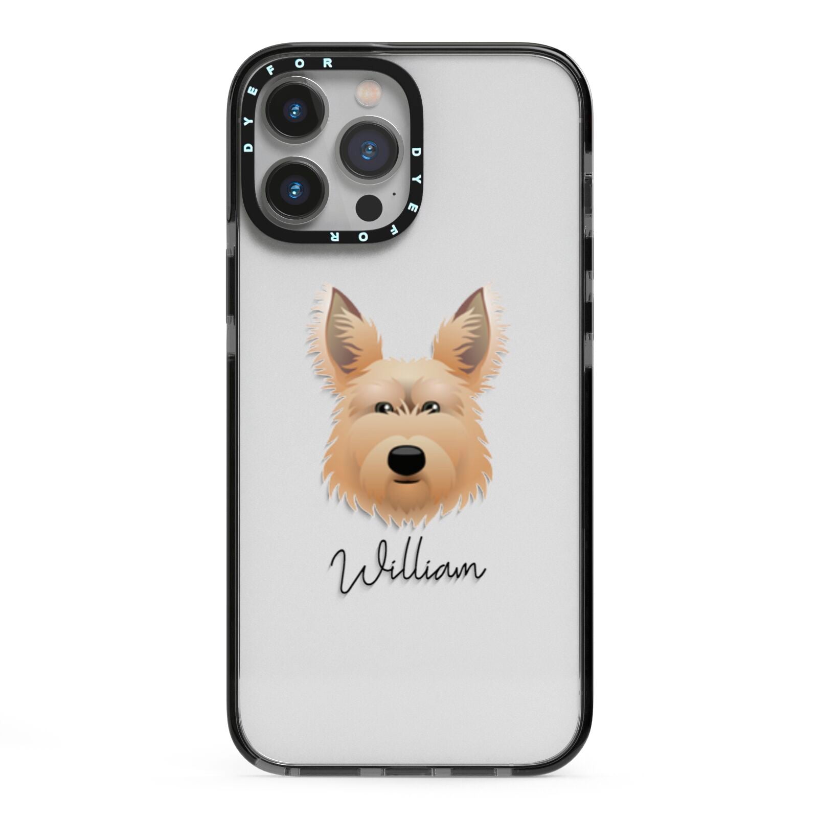 Picardy Sheepdog Personalised iPhone 13 Pro Max Black Impact Case on Silver phone