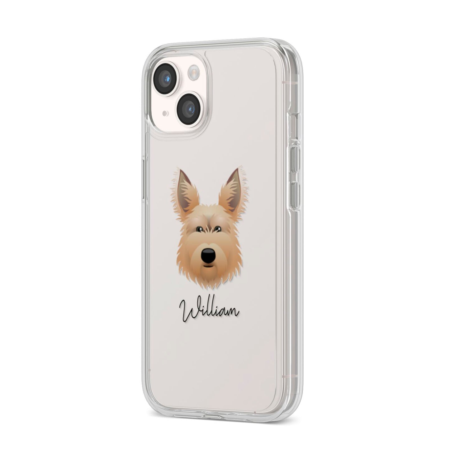 Picardy Sheepdog Personalised iPhone 14 Clear Tough Case Starlight Angled Image