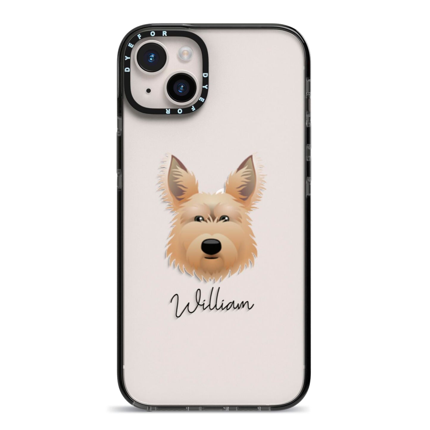 Picardy Sheepdog Personalised iPhone 14 Plus Black Impact Case on Silver phone