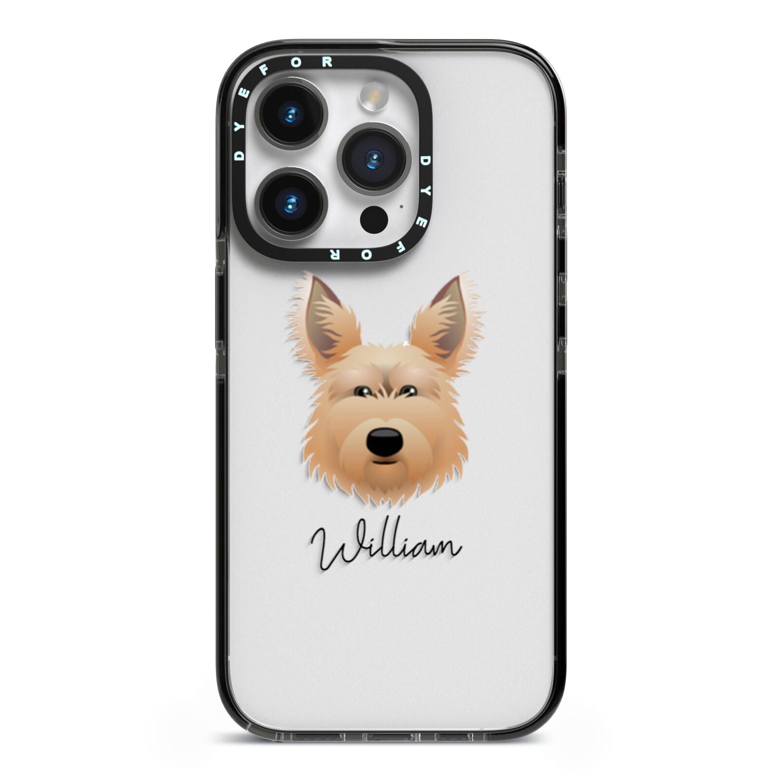 Picardy Sheepdog Personalised iPhone 14 Pro Black Impact Case on Silver phone