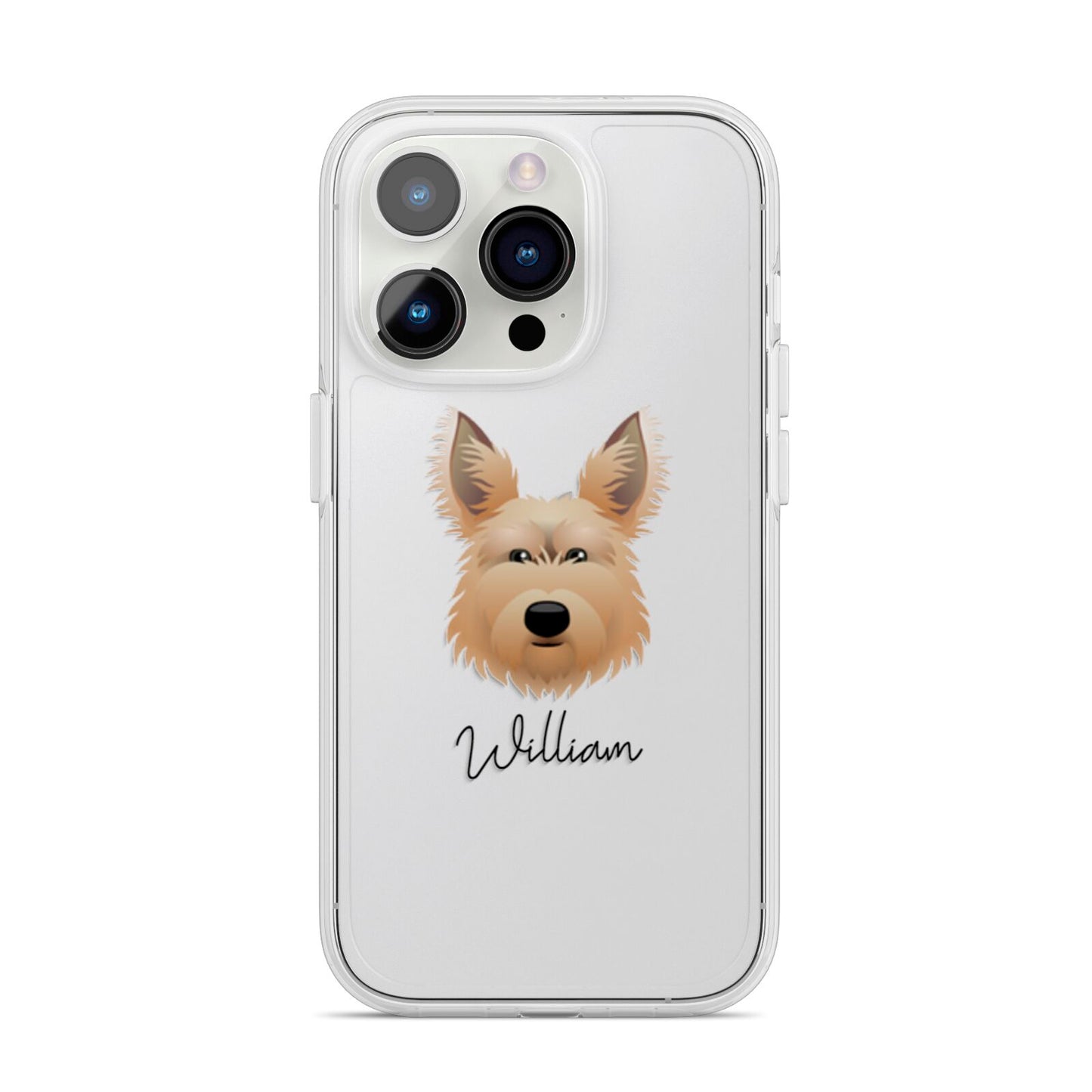 Picardy Sheepdog Personalised iPhone 14 Pro Clear Tough Case Silver