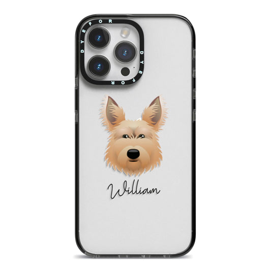 Picardy Sheepdog Personalised iPhone 14 Pro Max Black Impact Case on Silver phone