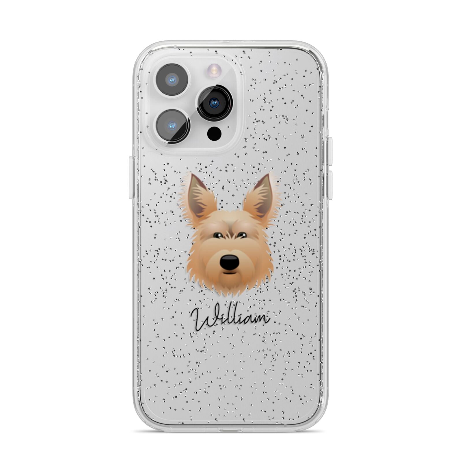Picardy Sheepdog Personalised iPhone 14 Pro Max Glitter Tough Case Silver