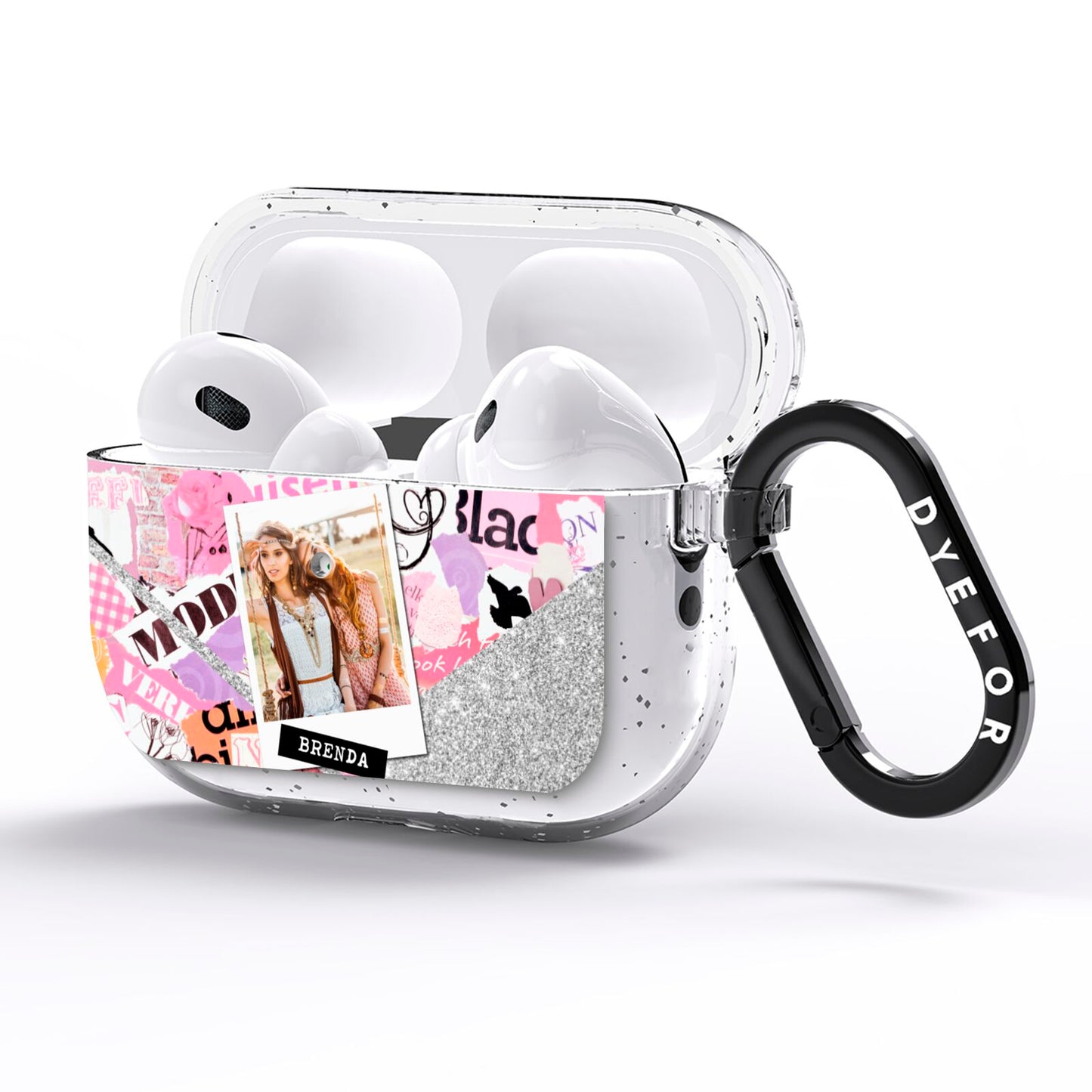Picture Collage with Custom Photo AirPods Pro Glitter Case Side Image