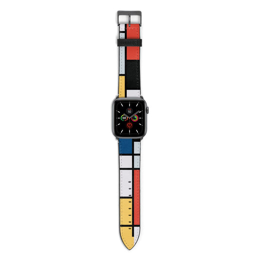 Piet Mondrian Composition Apple Watch Strap with Space Grey Hardware