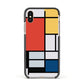 Piet Mondrian Composition Apple iPhone Xs Impact Case Black Edge on Gold Phone
