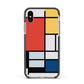 Piet Mondrian Composition Apple iPhone Xs Impact Case Black Edge on Silver Phone