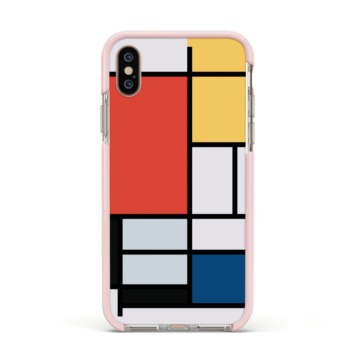 Piet Mondrian Composition Apple iPhone Xs Impact Case Pink Edge on Gold Phone