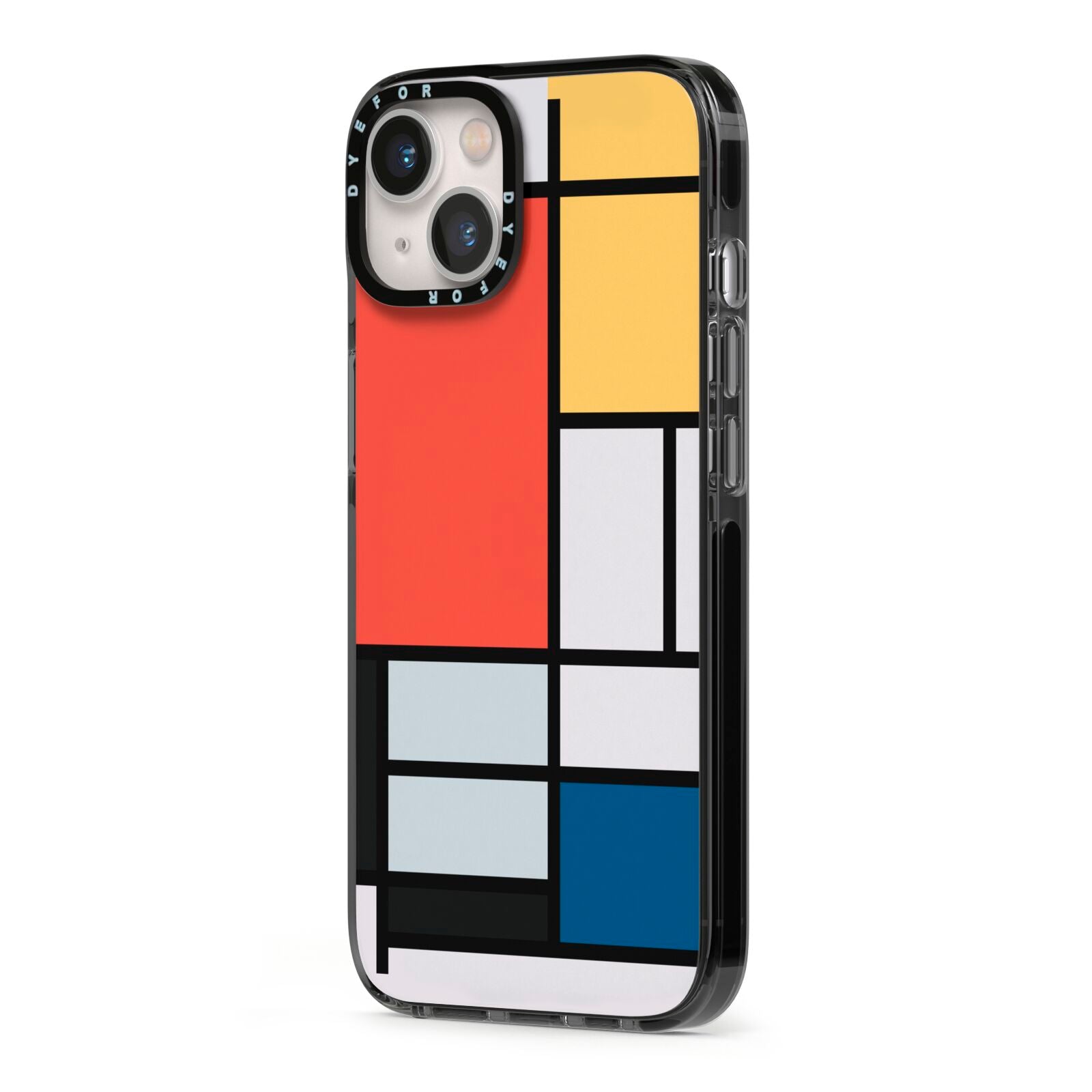 Piet Mondrian Composition iPhone 13 Black Impact Case Side Angle on Silver phone