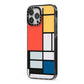 Piet Mondrian Composition iPhone 13 Pro Max Black Impact Case Side Angle on Silver phone