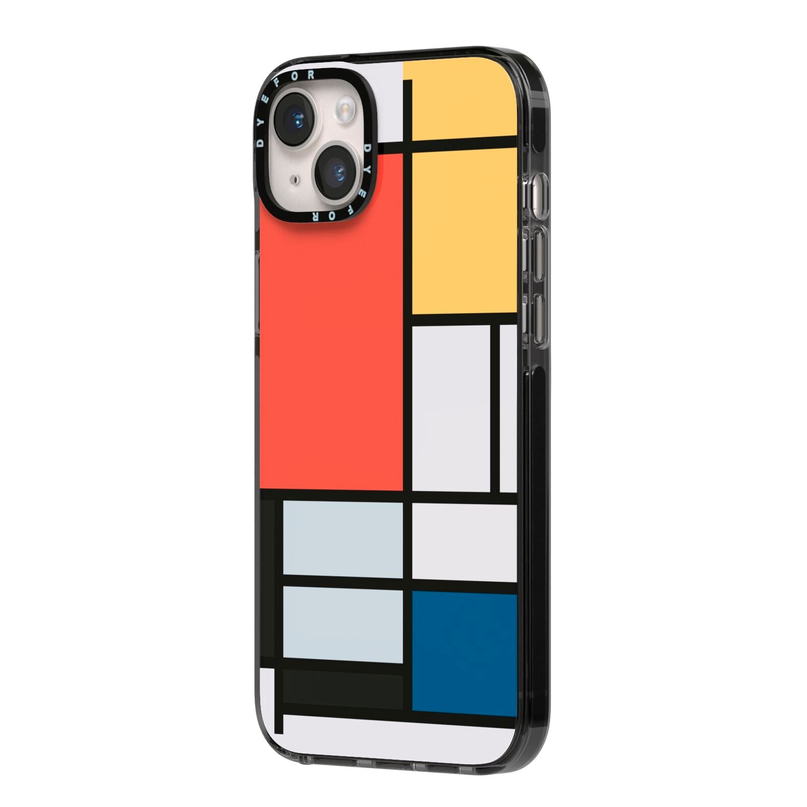 Piet Mondrian Composition iPhone 14 Plus Black Impact Case Side Angle on Silver phone