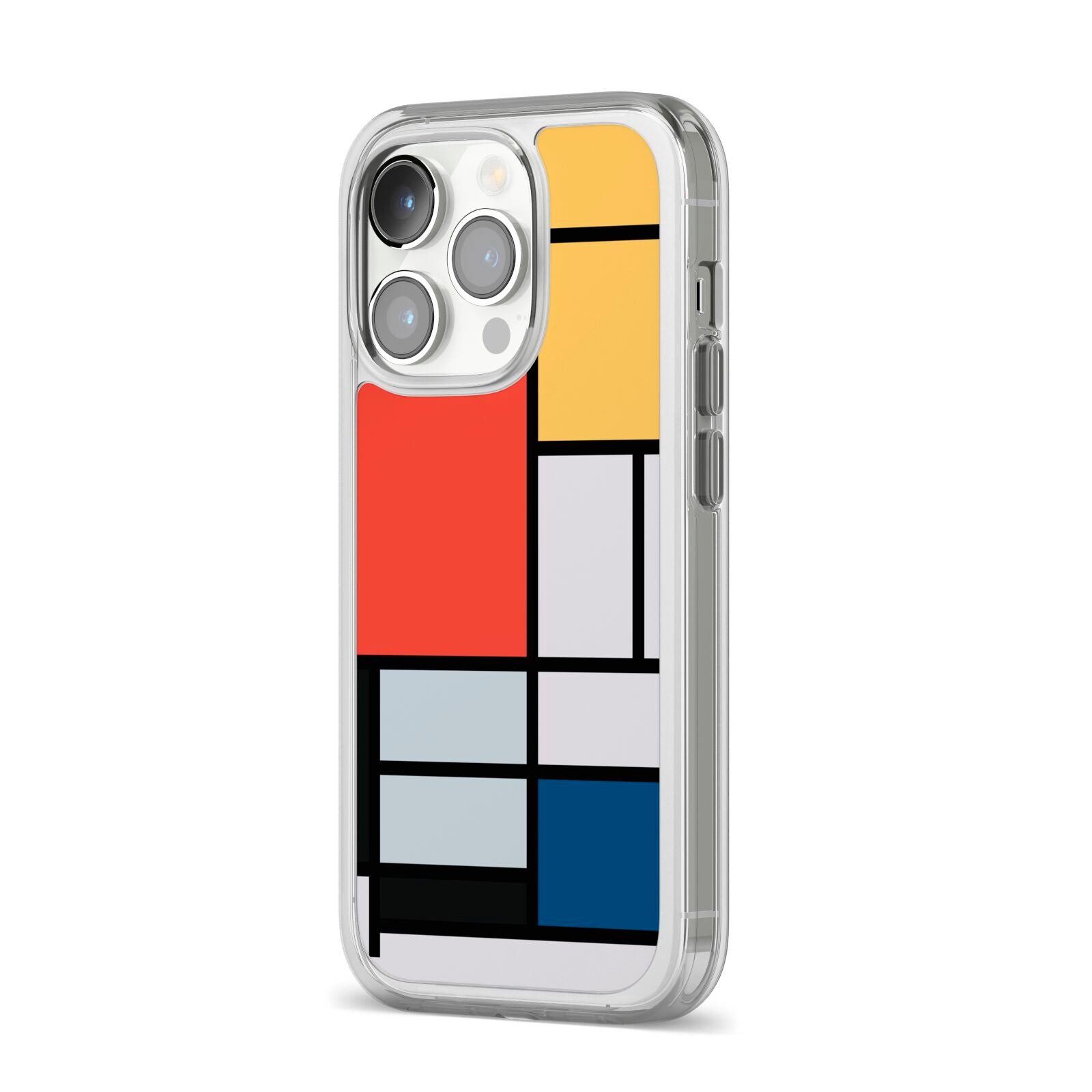 Piet Mondrian Composition iPhone 14 Pro Clear Tough Case Silver Angled Image