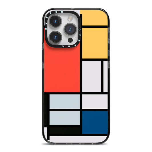 Piet Mondrian Composition iPhone 14 Pro Max Black Impact Case on Silver phone