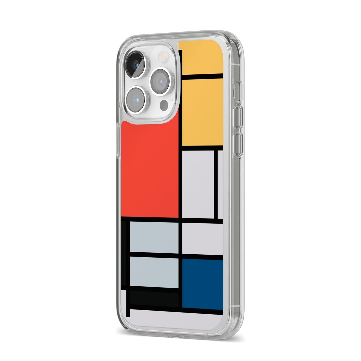 Piet Mondrian Composition iPhone 14 Pro Max Clear Tough Case Silver Angled Image