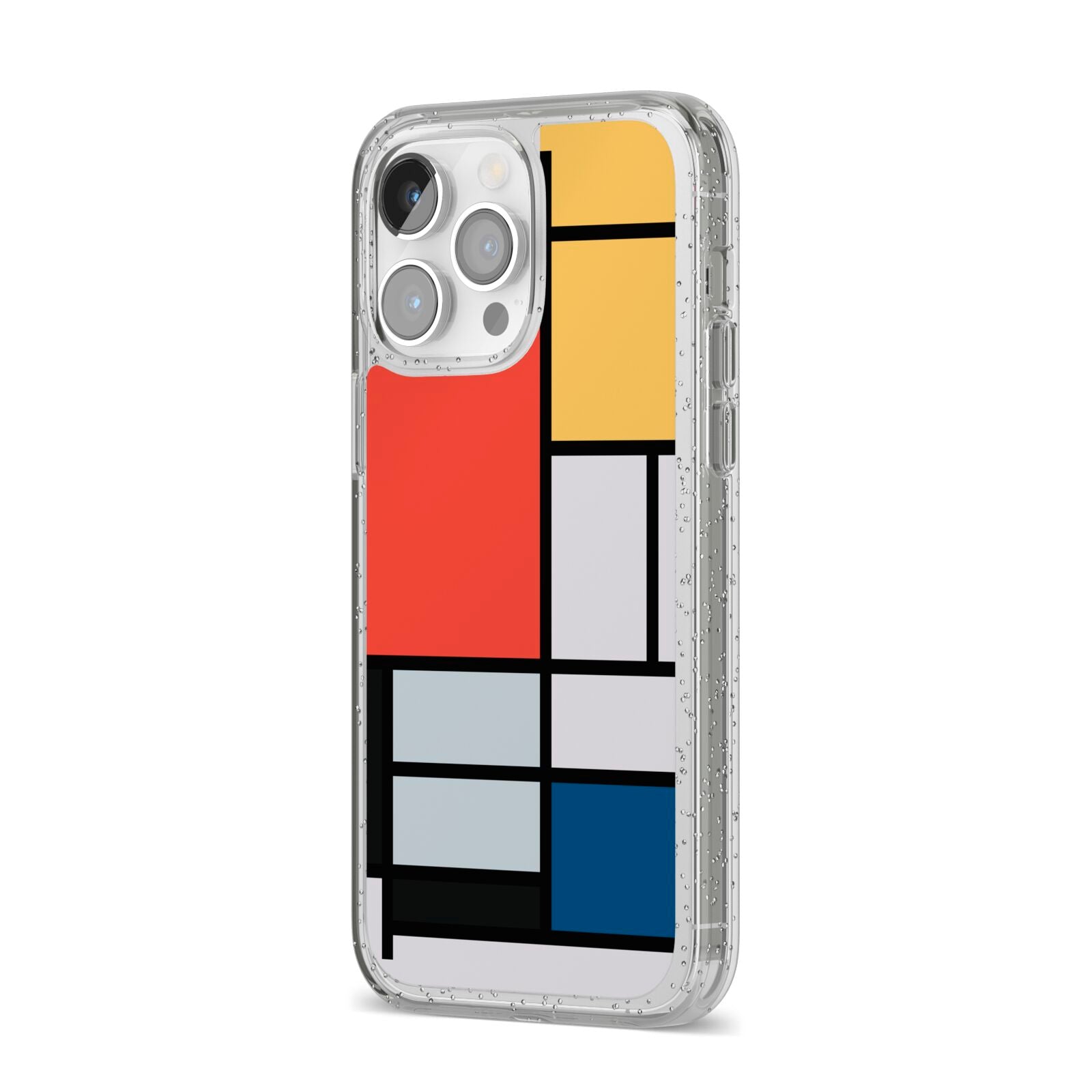 Piet Mondrian Composition iPhone 14 Pro Max Glitter Tough Case Silver Angled Image