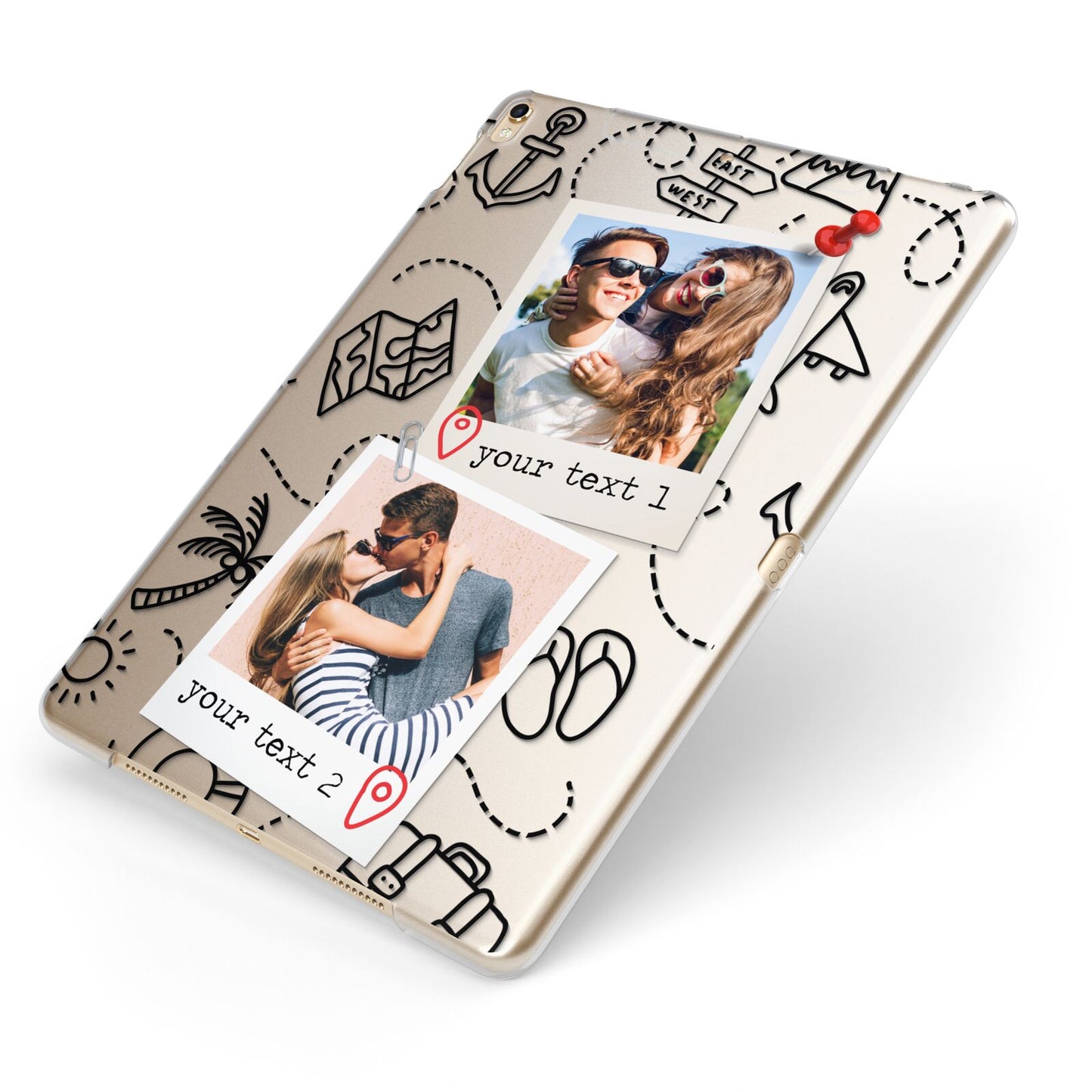 Pinboard Photo Montage Upload Apple iPad Case on Gold iPad Side View
