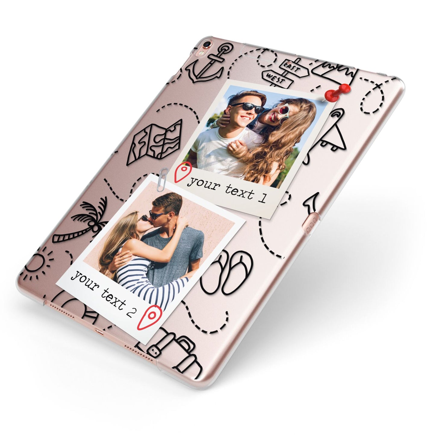 Pinboard Photo Montage Upload Apple iPad Case on Rose Gold iPad Side View