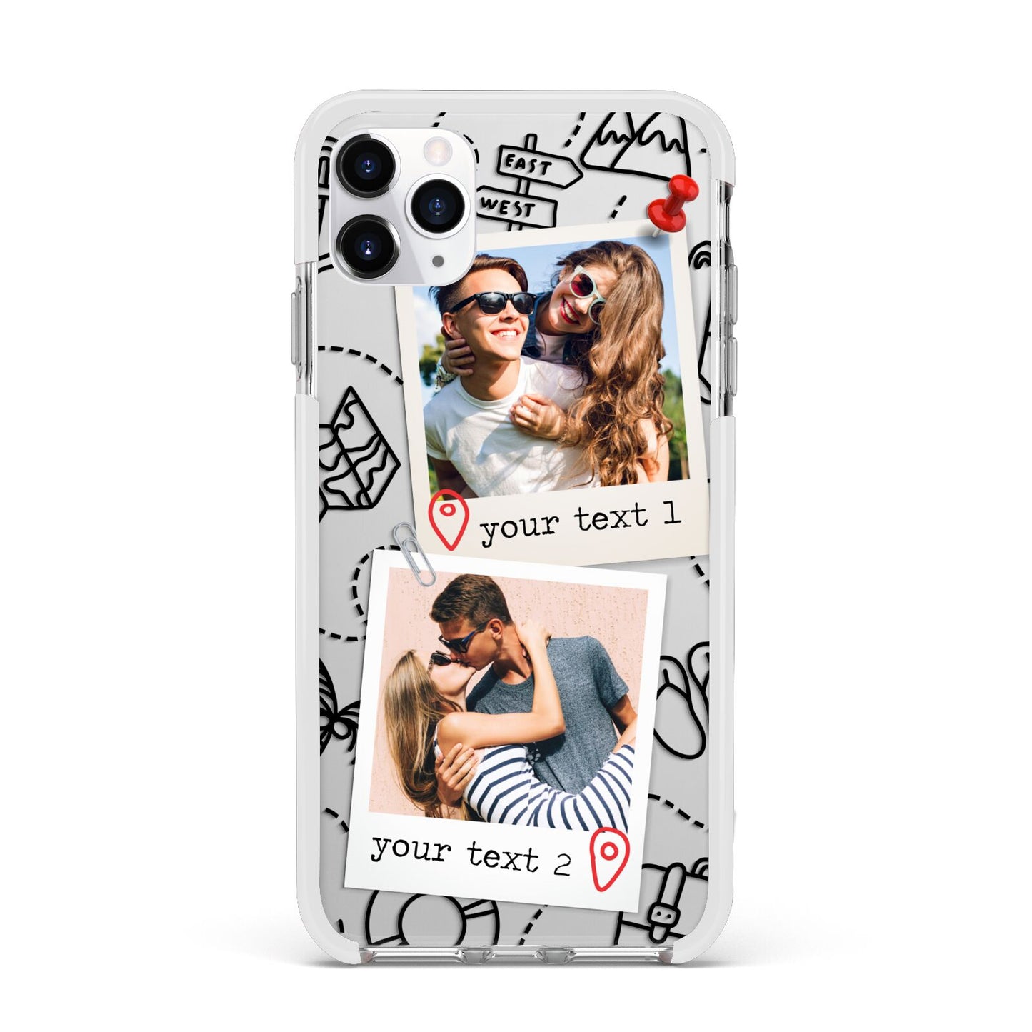 Pinboard Photo Montage Upload Apple iPhone 11 Pro Max in Silver with White Impact Case